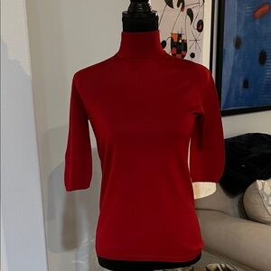 MaxMara Red Short-Sleeve Turtleneck Sweater